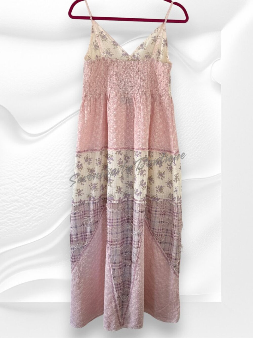 POL Boho Tiered Ruffles Airy Flowy Patchwork Cotton Lightweight Maxi Sundress - Picture 2 of 8